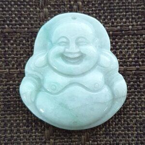 75.5 carats Vintage Hand-Carved Natural White Jade Happy Buddha Pendant